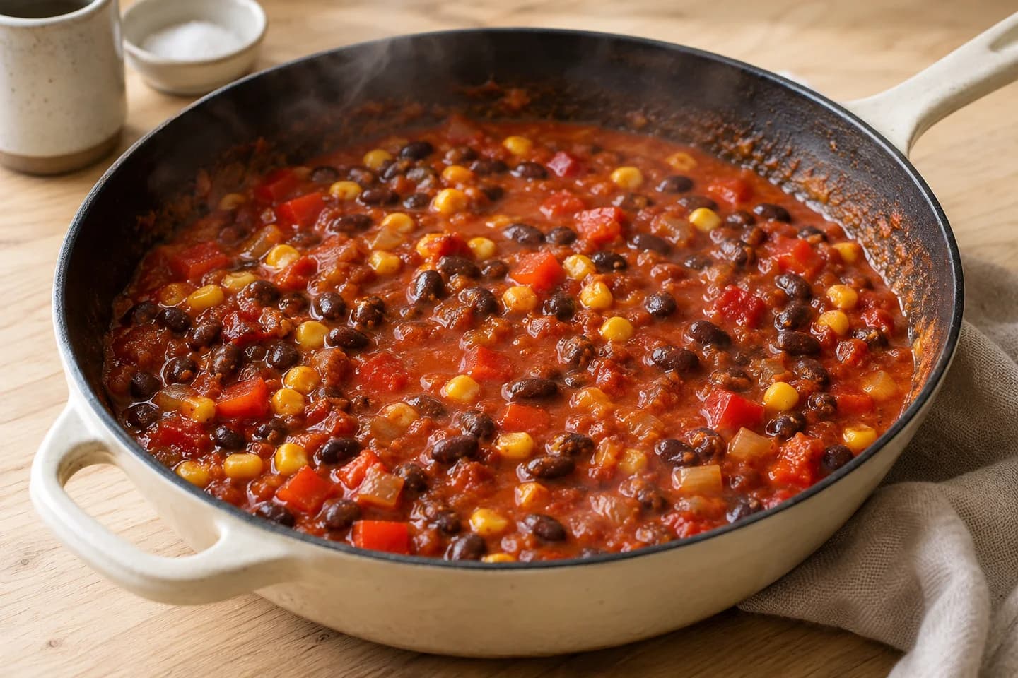 Vegetarian Enchilada Skillet: Add cumin and chili powder for 1 minute