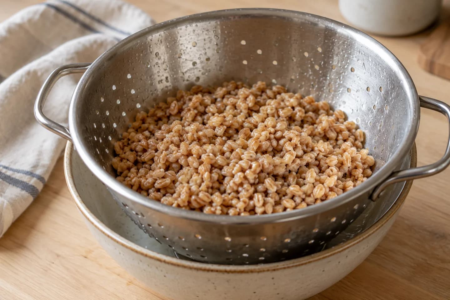 Warm Farro Roasted Carrot Salad: Cook farro in water according to the packet and drain well